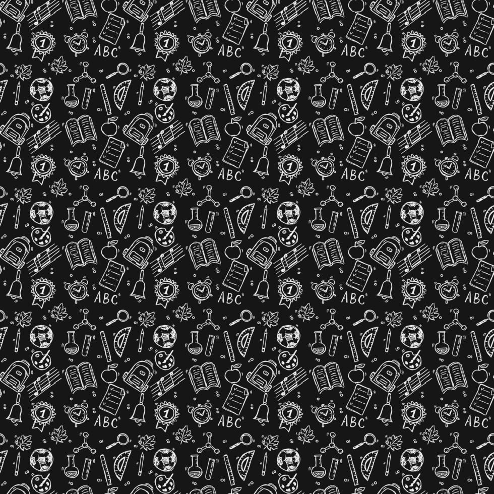 Seamless vector pattern with school icons. Doodle vector with ...