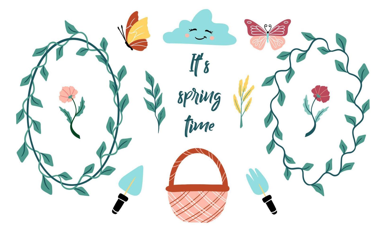 Spring set in soft colors. Elements for design. vector