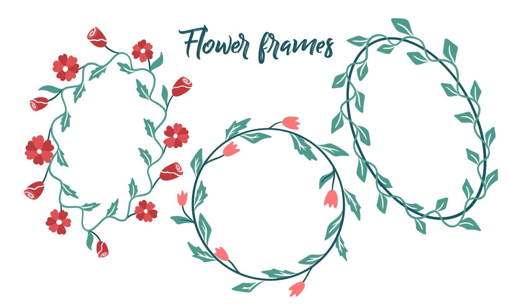 conjunto de marcos de hojas y flores para texto. vector