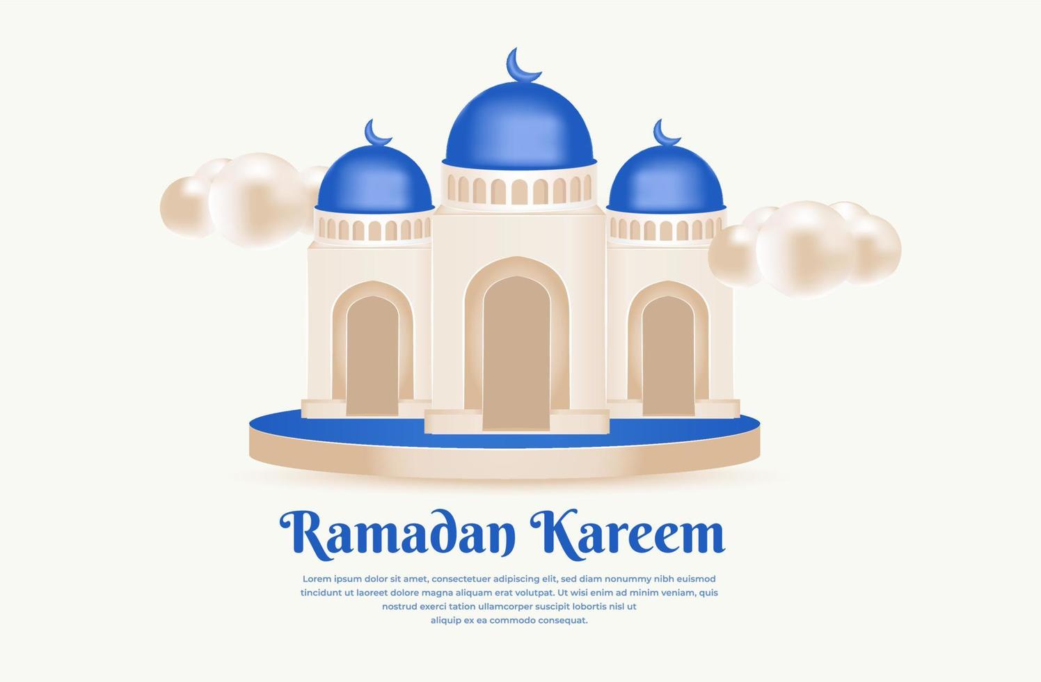 composición de saludos de ramadán islámico con mezquita 3d vector