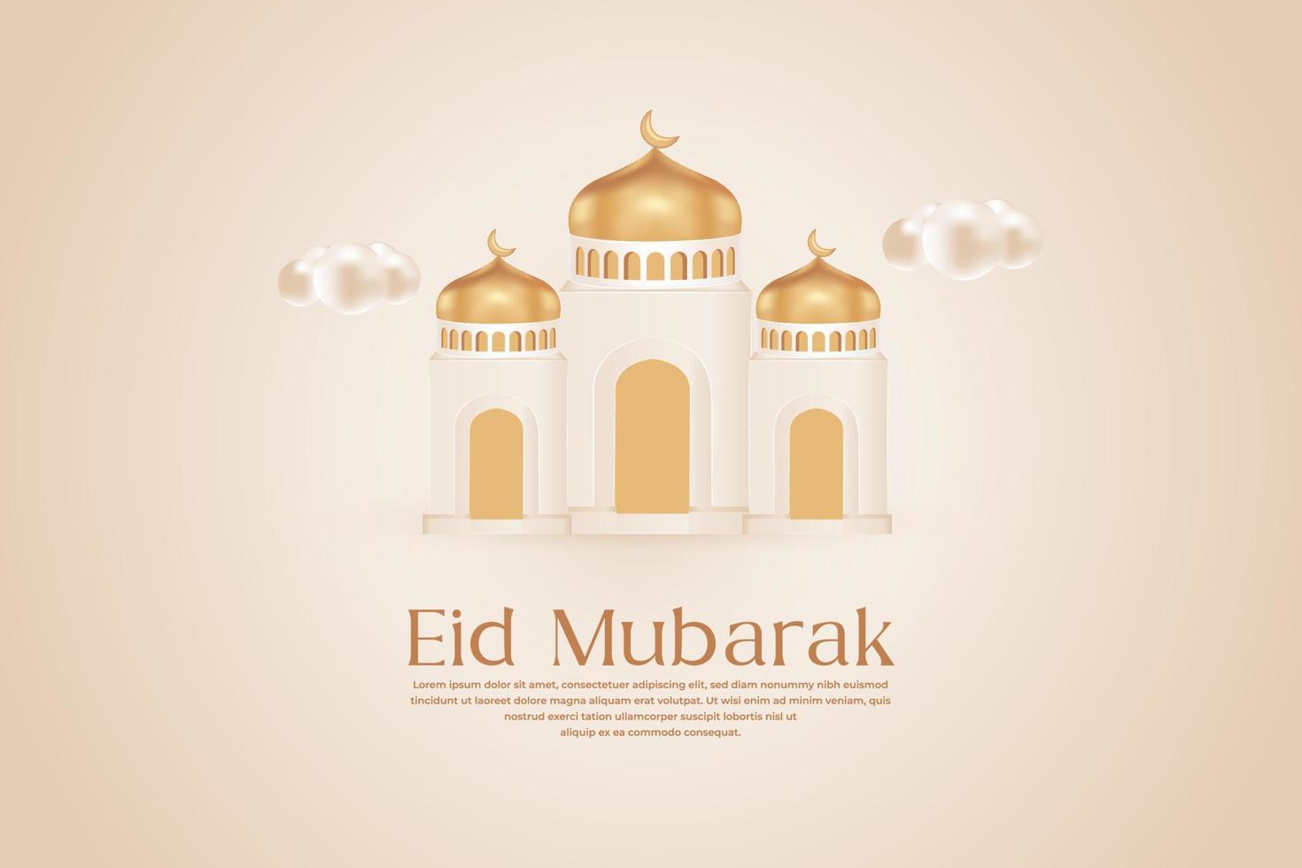 eid al-fitr con mezquita 3d vector