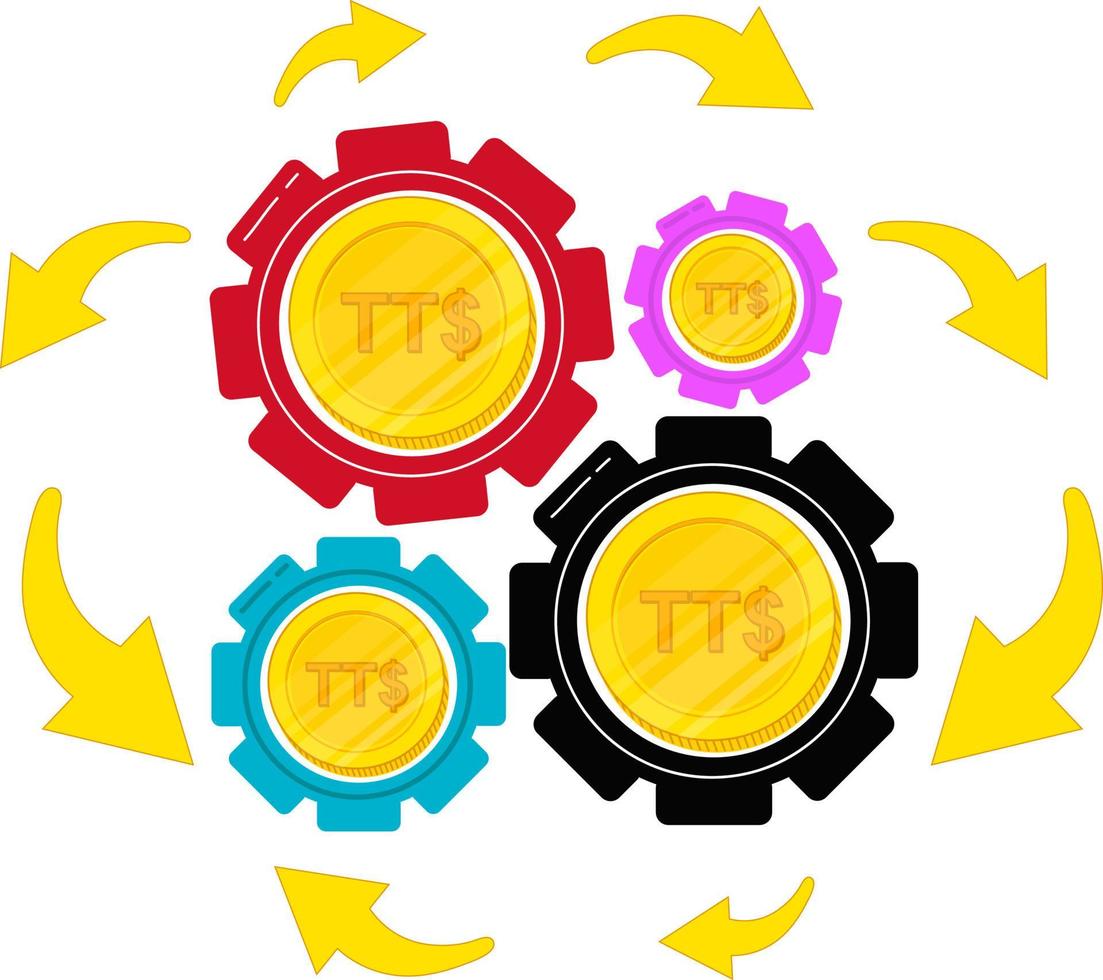 configuración de engranajes del dólar de trinidad y tobago vector