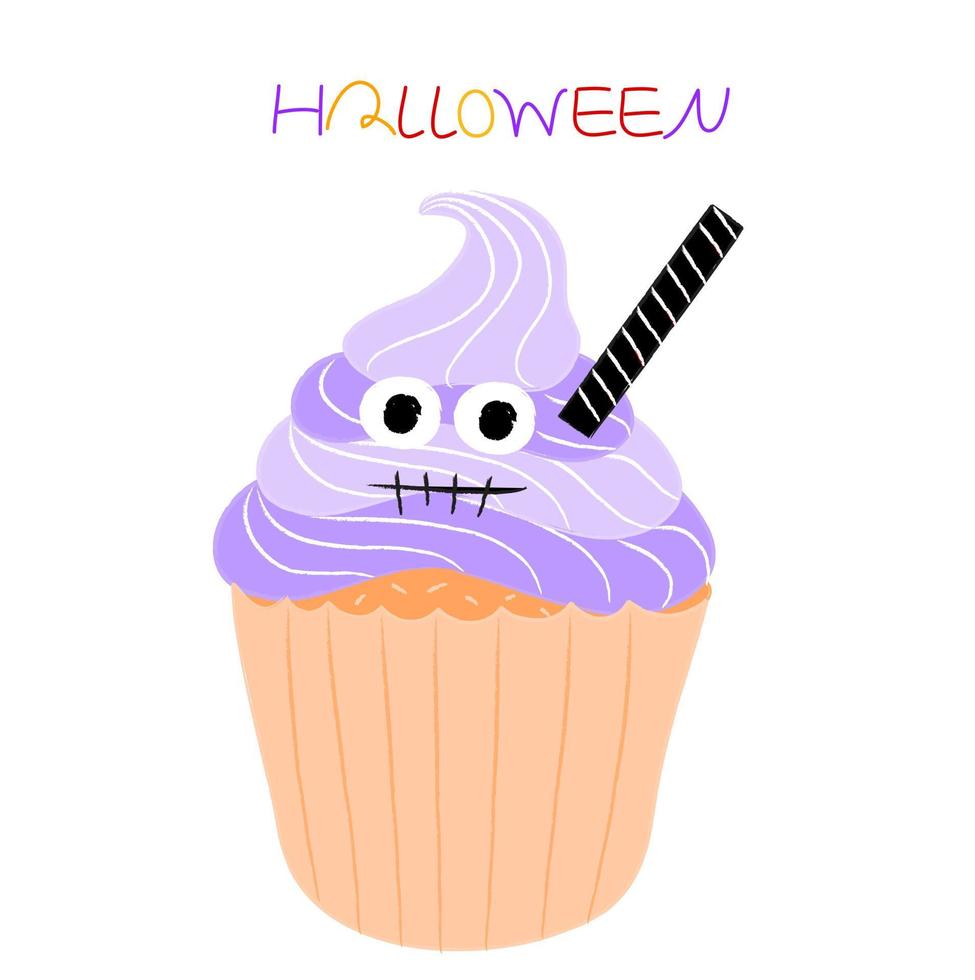 Halloween cup cake vector