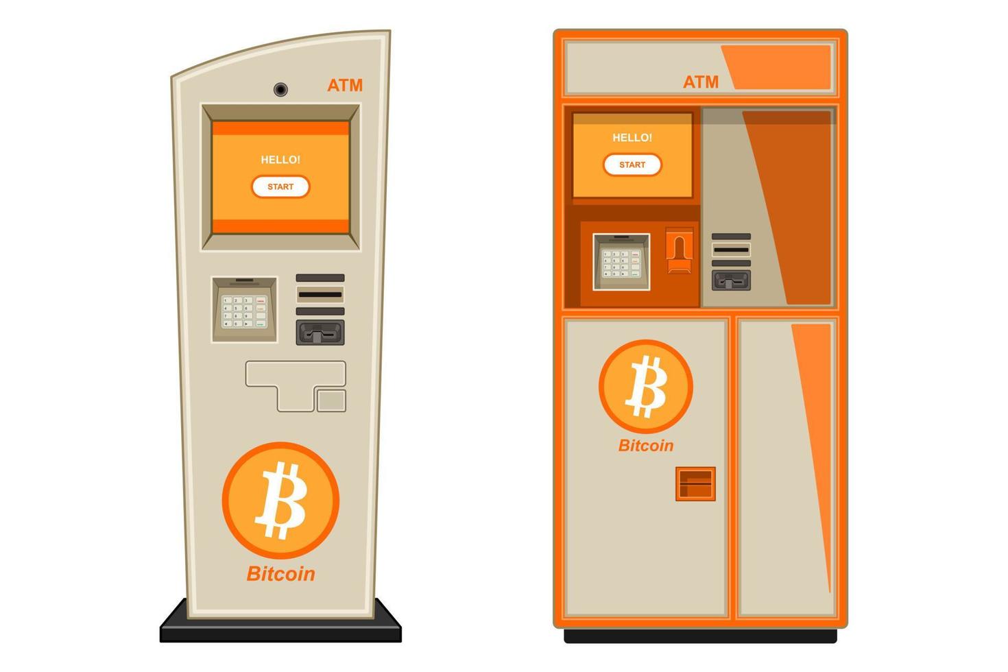 set virtual currency atm realistic isolated white background vector