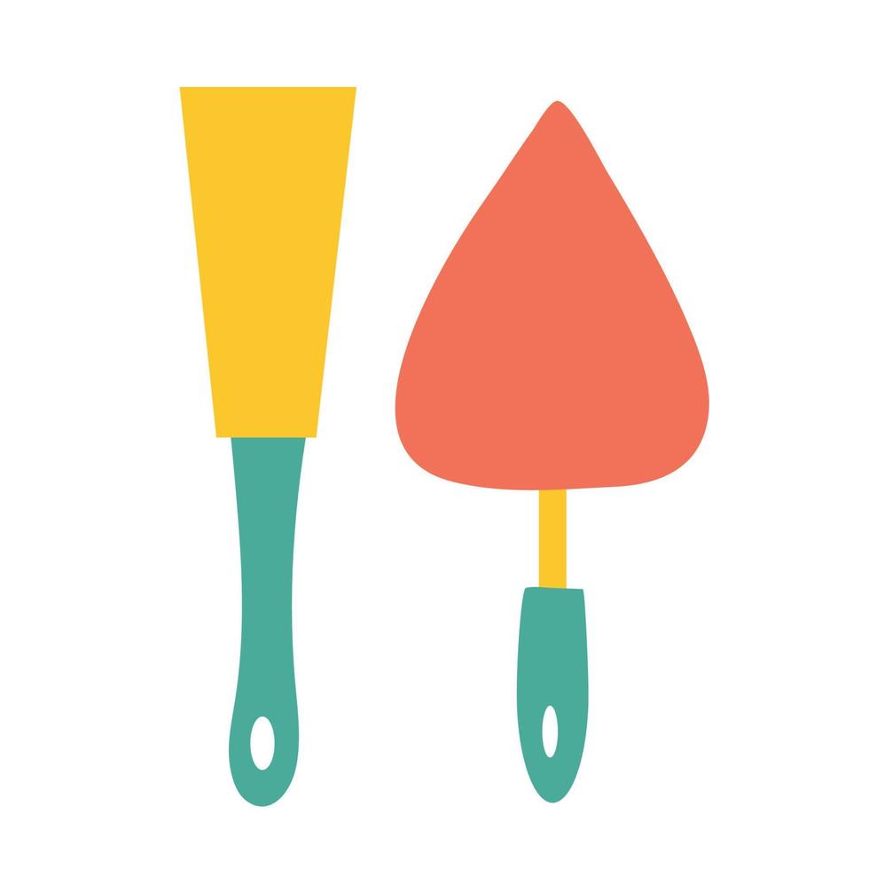 Spatula of different shapes and sizes on an isolated background. construction tools as a design element or logo. vector