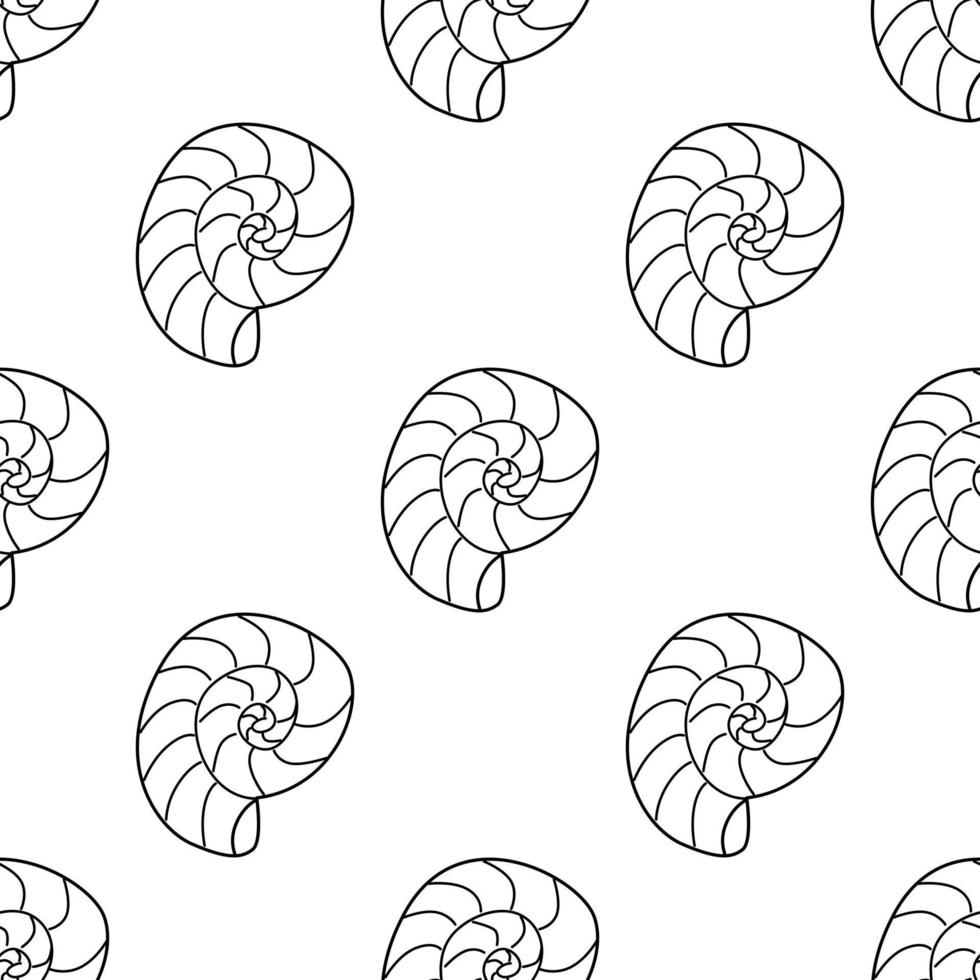 Seashell seamless pattern. Flat vector illustration