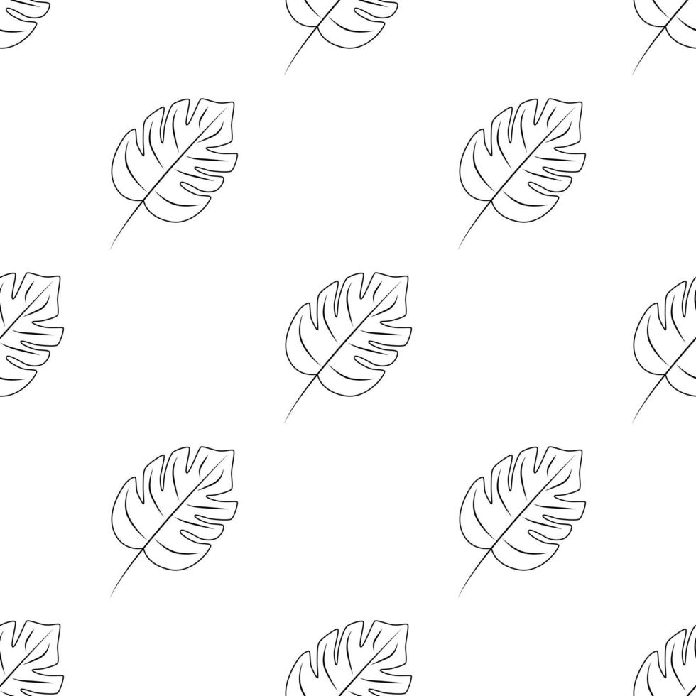 Monstera seamless doodle pattern. Flat vector illustration