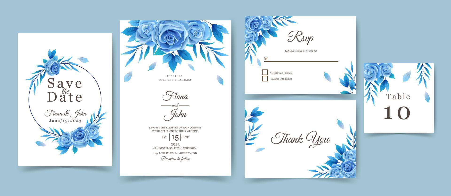 invitación de boda con hermoso diseño de flores. vector