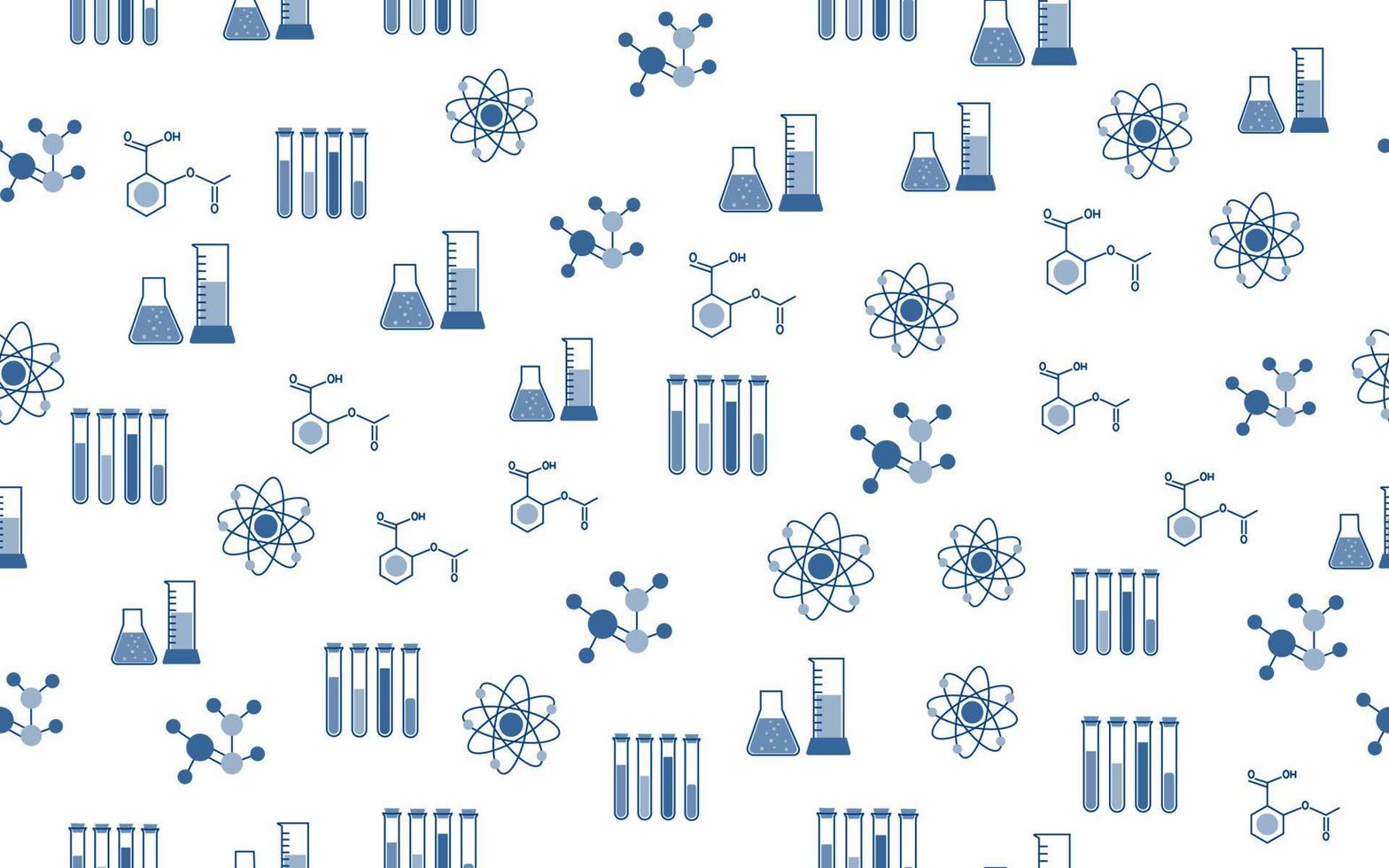 seamless pattern with elements on the topic of chemistry, scientific activity, experiments vector