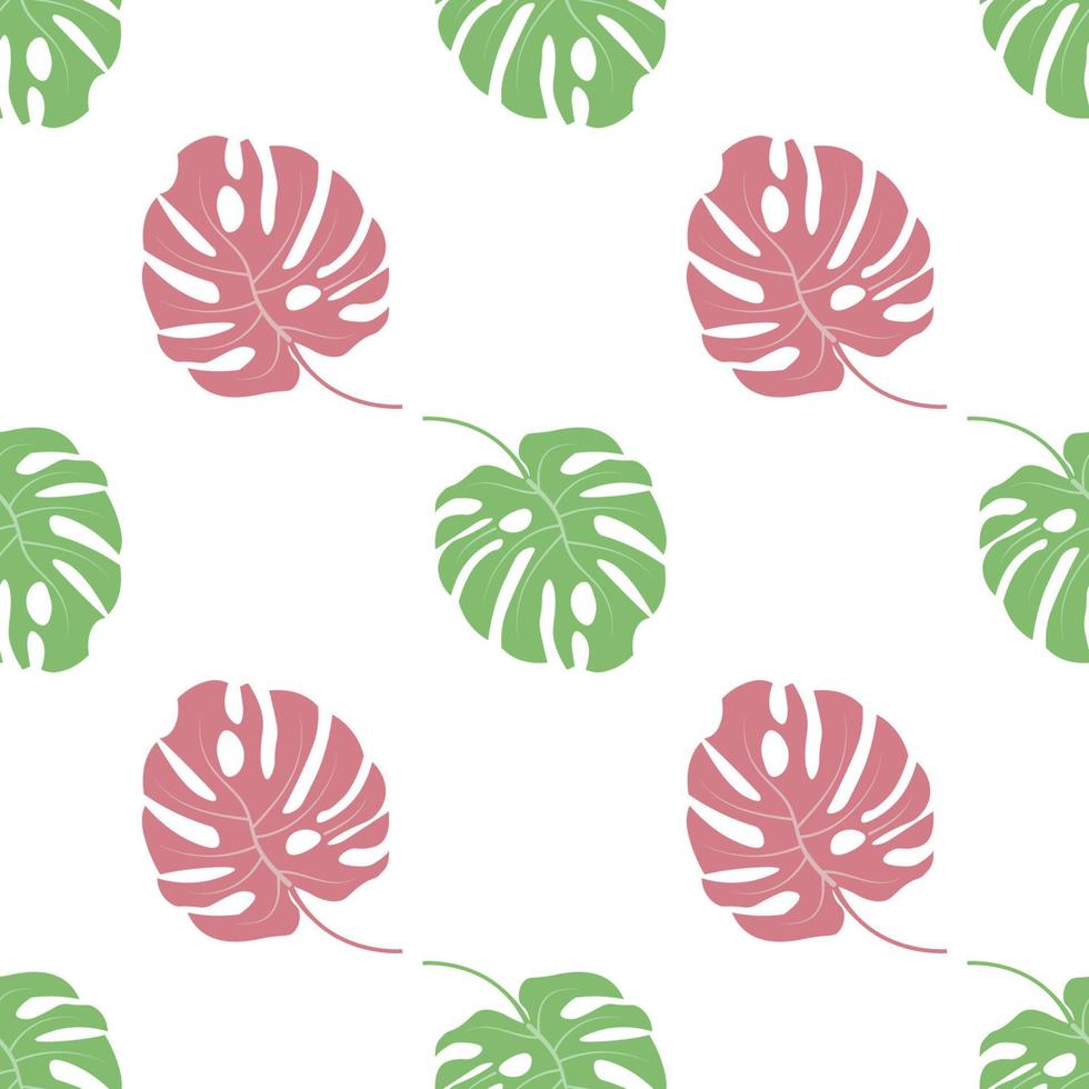 Seamless pattern of monstera leaves for background, vector