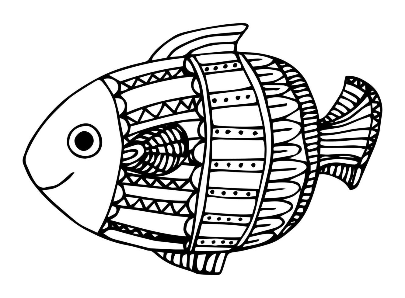 Cute coloring page for kids with fish vector