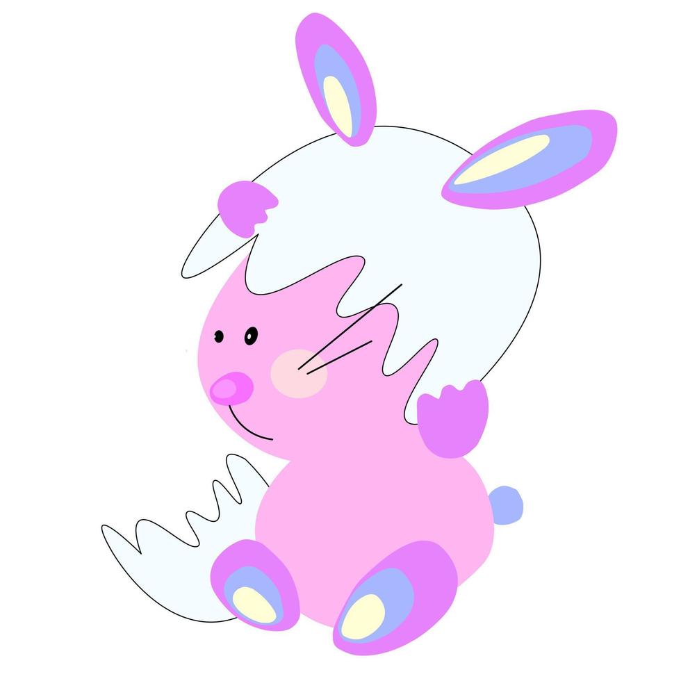 conejo rosa con huevo vector