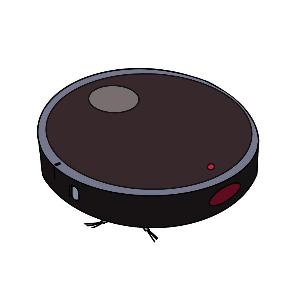 Robot vacuum cleaner works on white background vector illustration