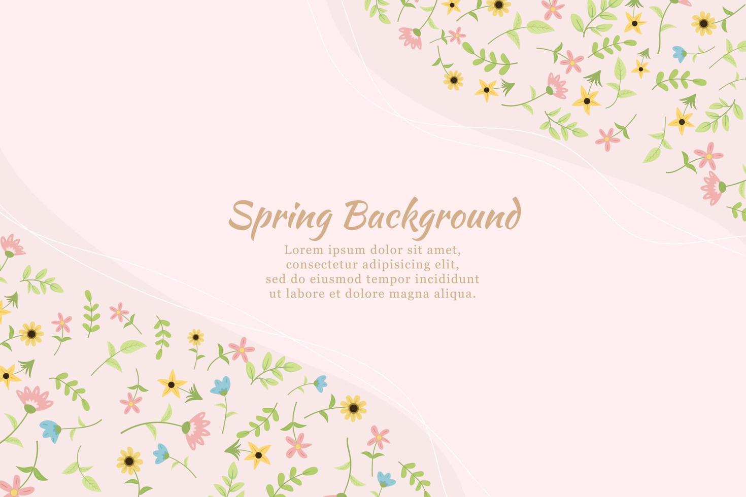 Hand drawn spring wildflower background vector