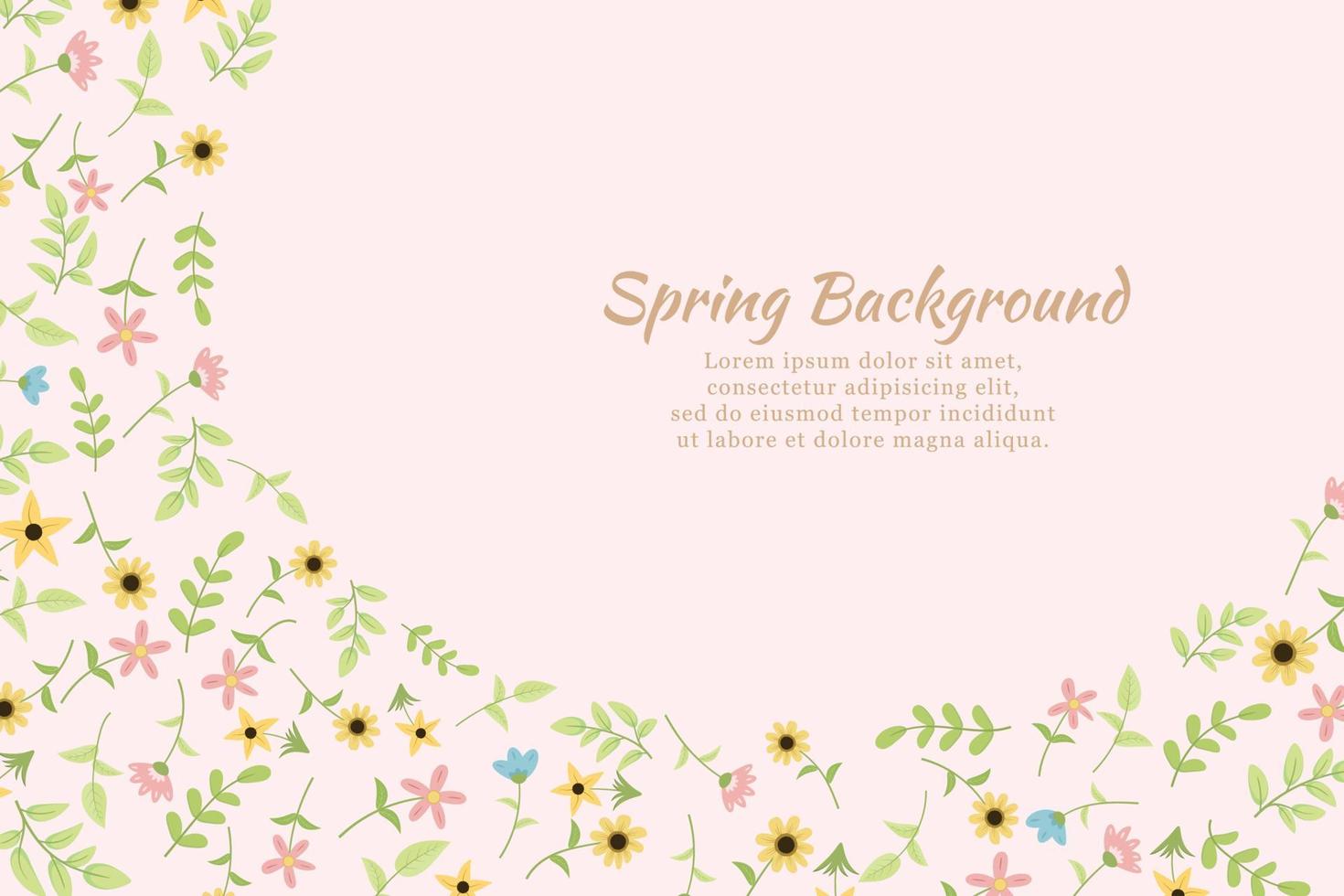 Hand drawn spring wildflower background vector