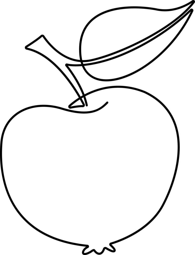 ilustración de una manzana dibujada en línea continua. vector