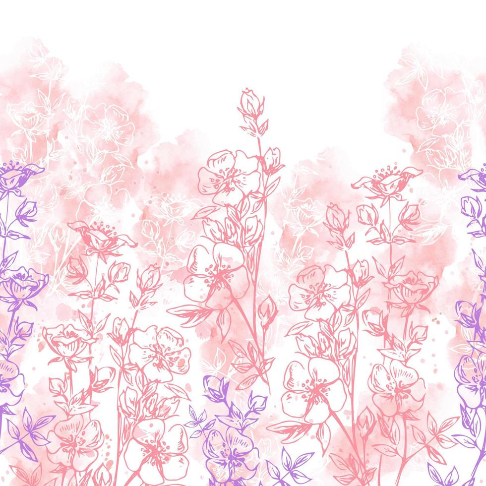 Illustration of Seamless Floral Pattern, Border. vector