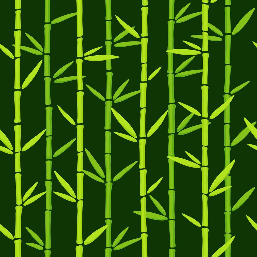 Green Bamboo Grass Pattern. Oriental chinese plant hand drawn vector background