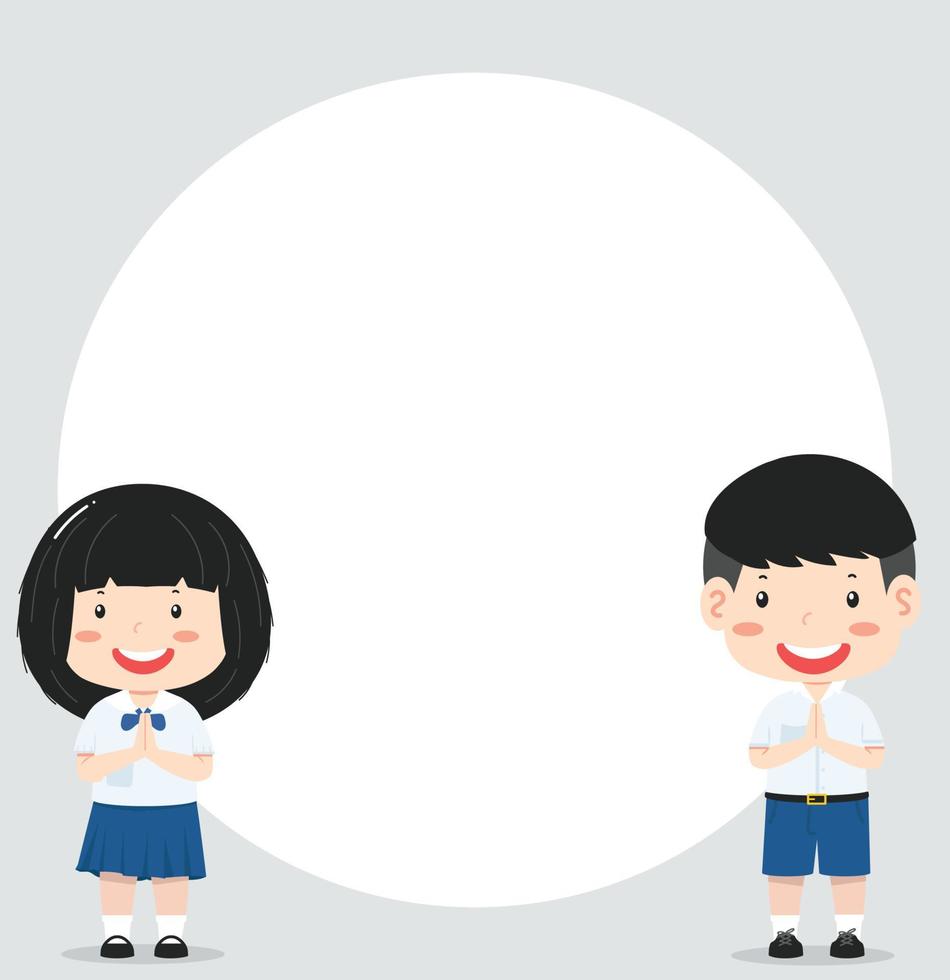 Cute thai kid student background vector