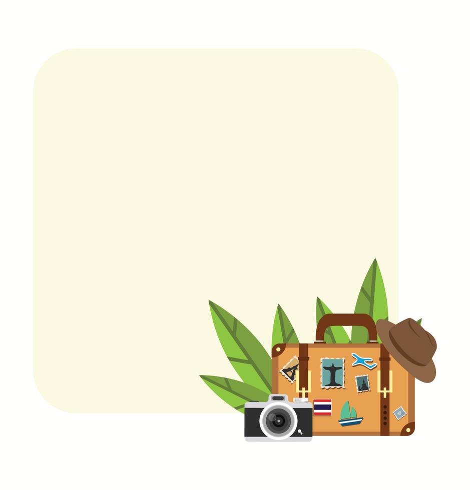 Suitcase Summer Hat Camera To Travel background vector