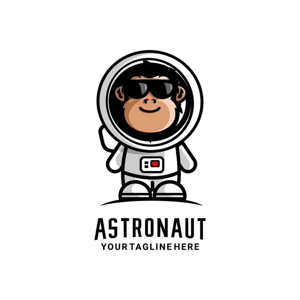monkey dressed astronaut logo illustration vector