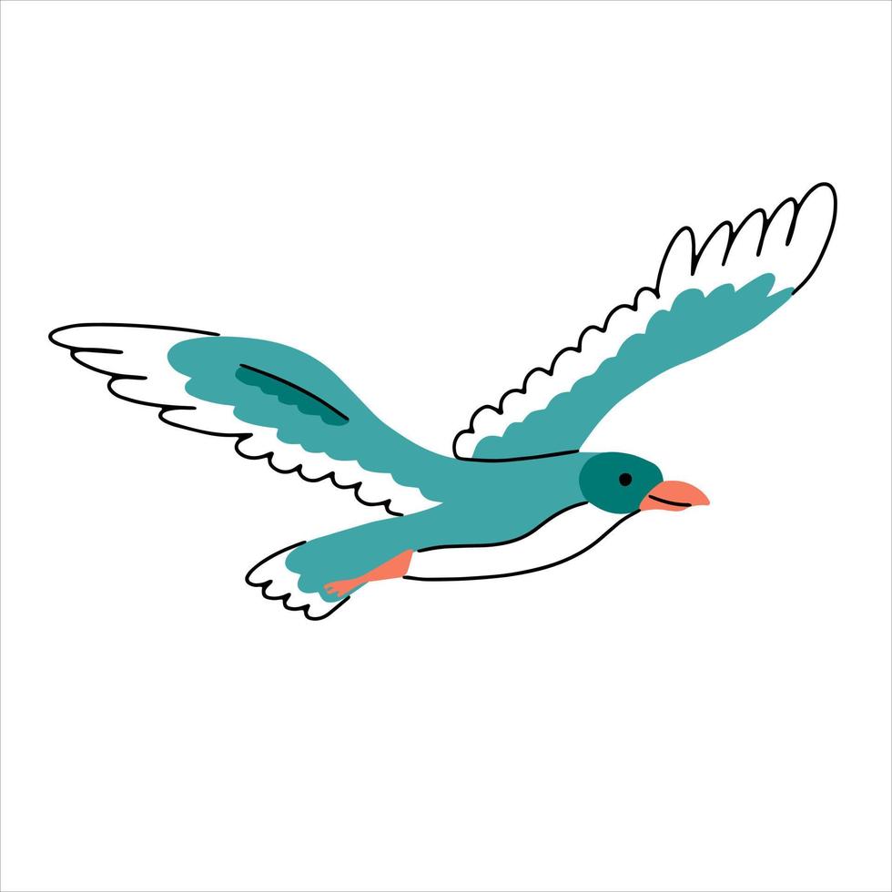 Seagull hand drawn in doodle style. Vector illustration.