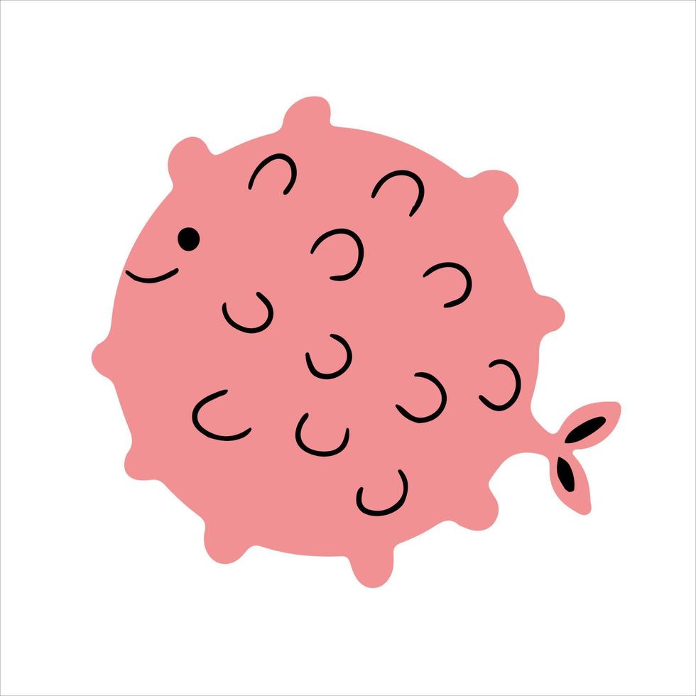 Cute puffer fish hand drawn in doodle style vector