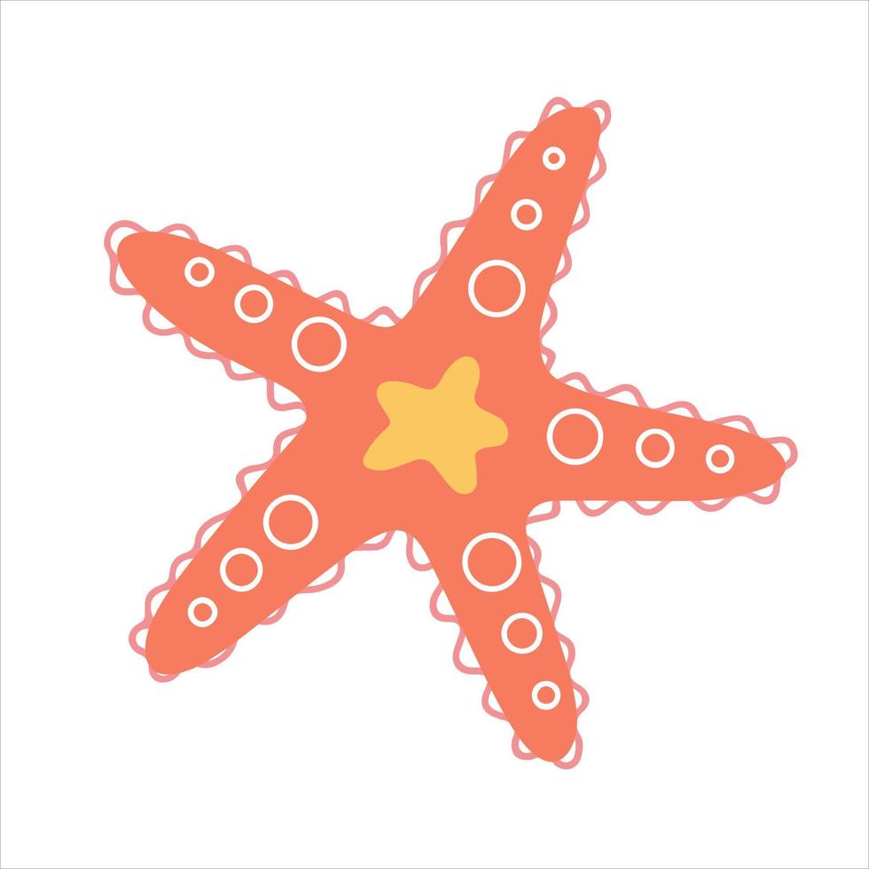 Starfish summer icon hand drawn in doodle style. Vector illustration