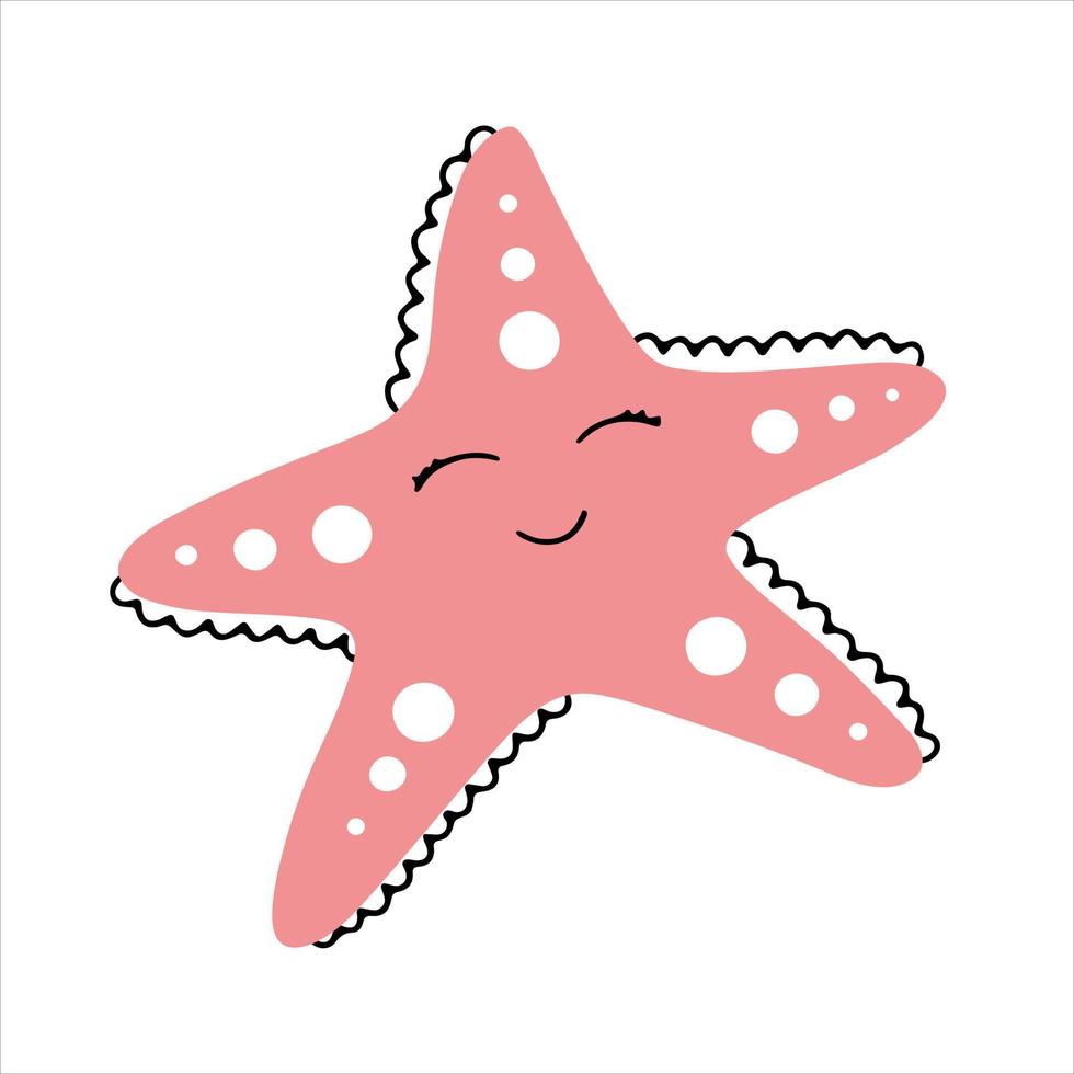 Starfish summer icon hand drawn in doodle style. Vector illustration