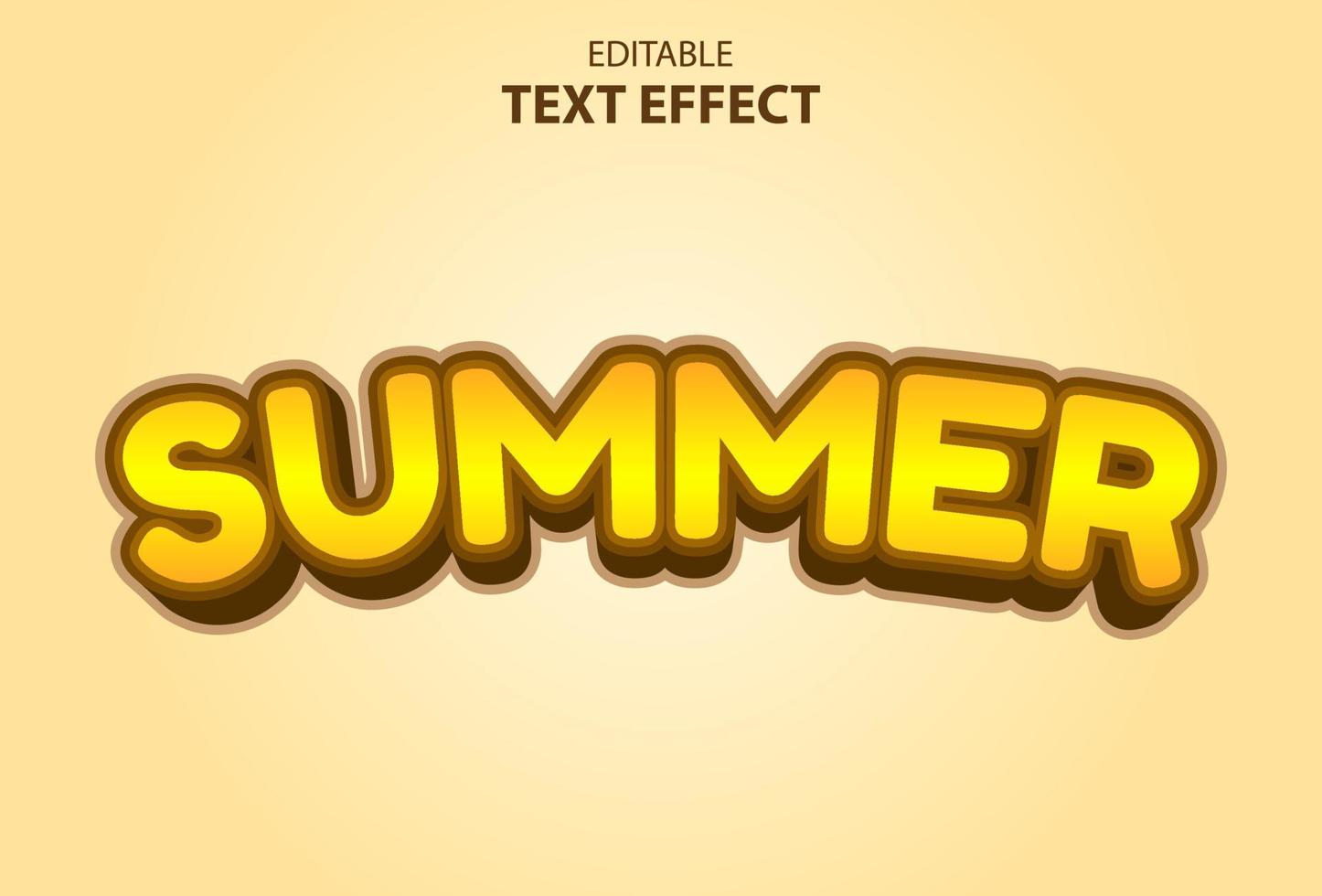 efecto de texto de verano con color amarillo editable. vector