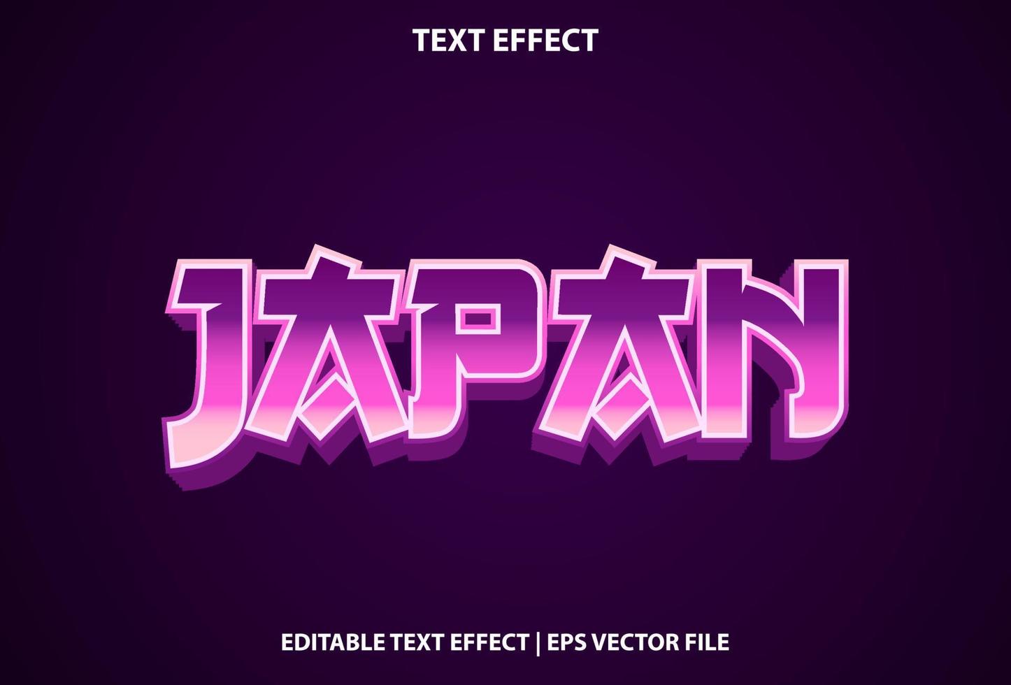 efecto de texto japonés con degradado de color púrpura para promoción. vector