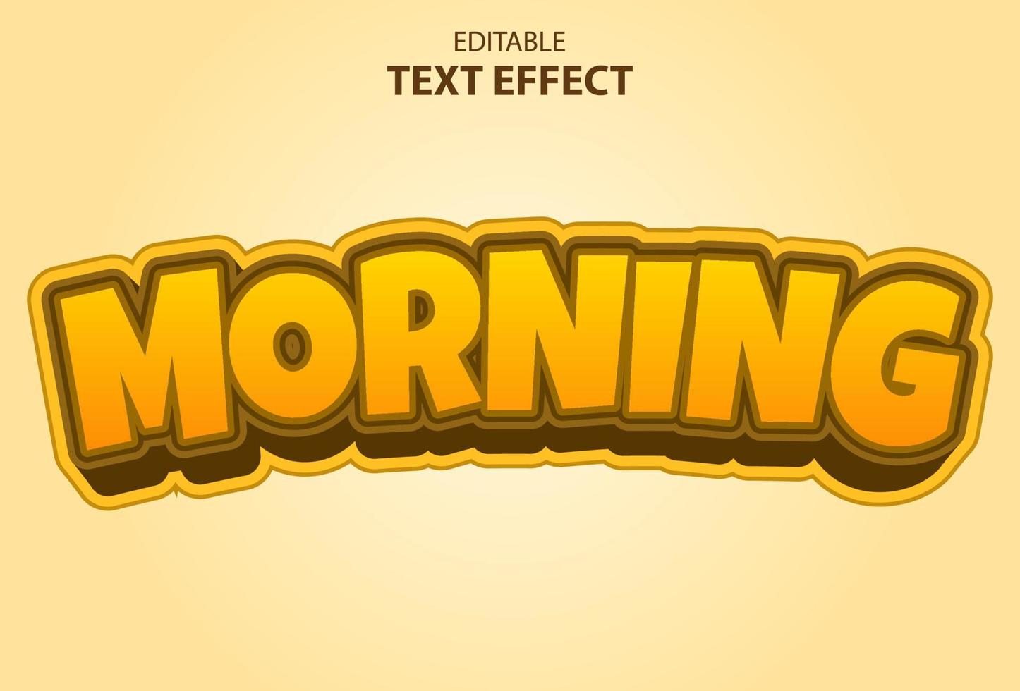 morning text effect with yellow color and editable. vector