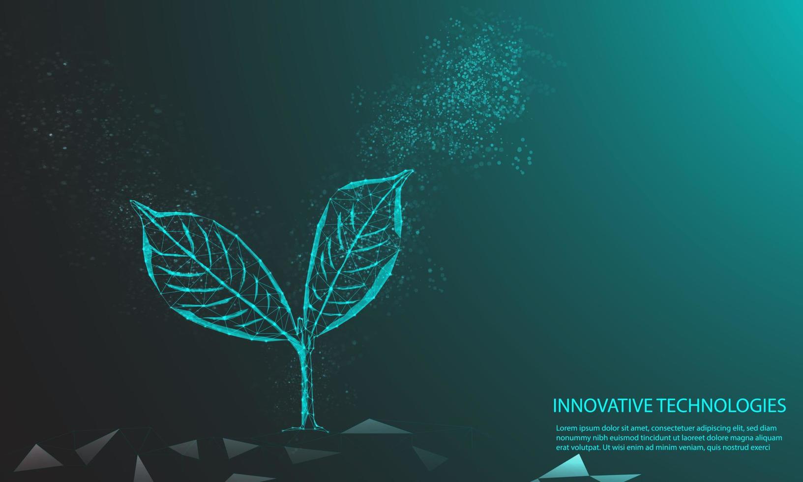Tree. Digital vector outline of plants in dark blue. growth concept environment nature ecology low poly polygon mesh vector