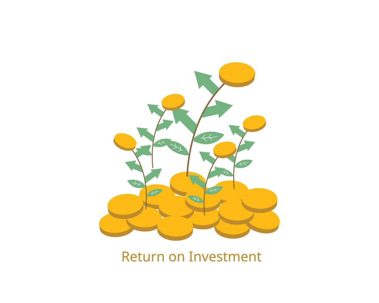 Return on investment or ROI is calculated by profit earned on investment vector