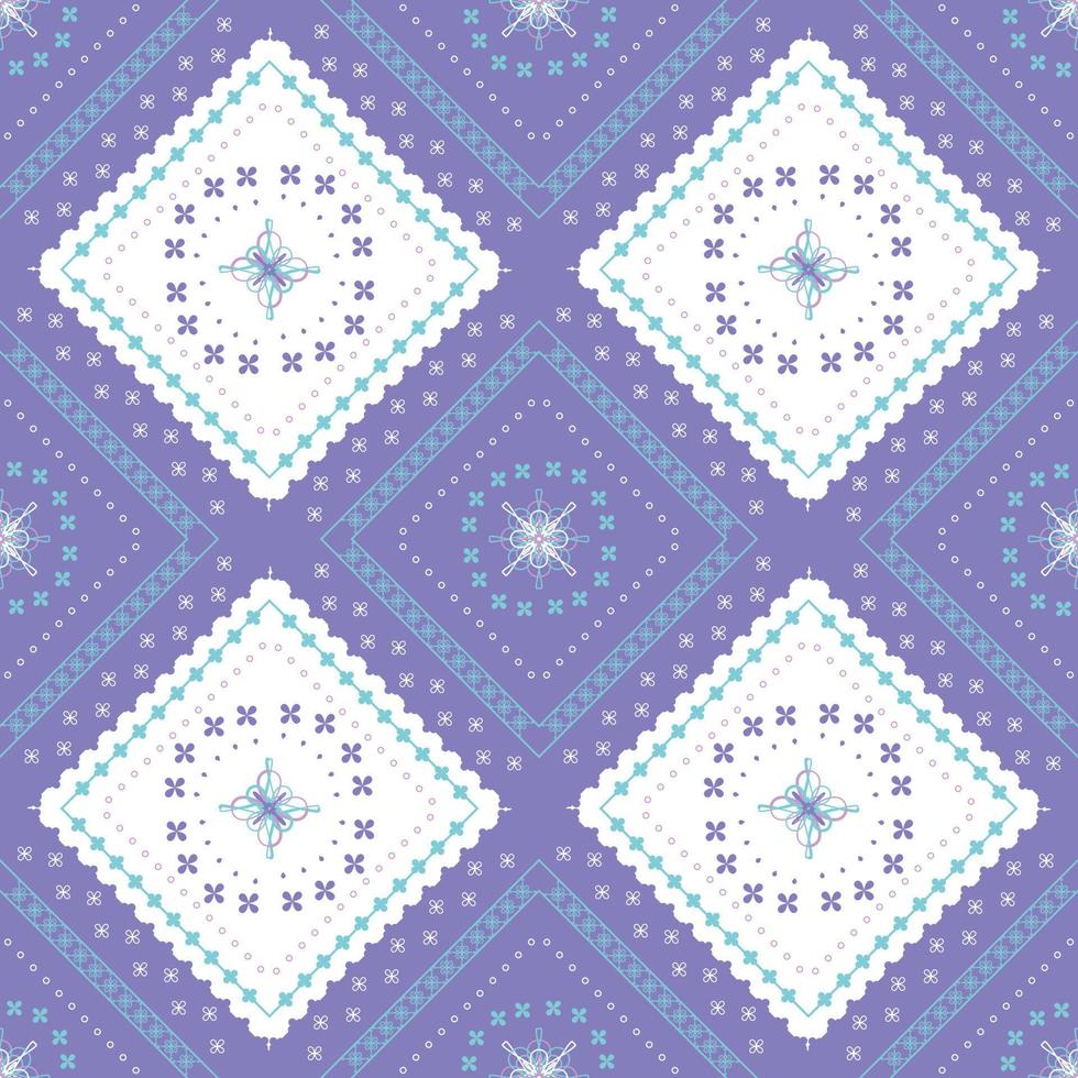purple and white ethnic pattern with geometric seamless square in for fabric pattern vector