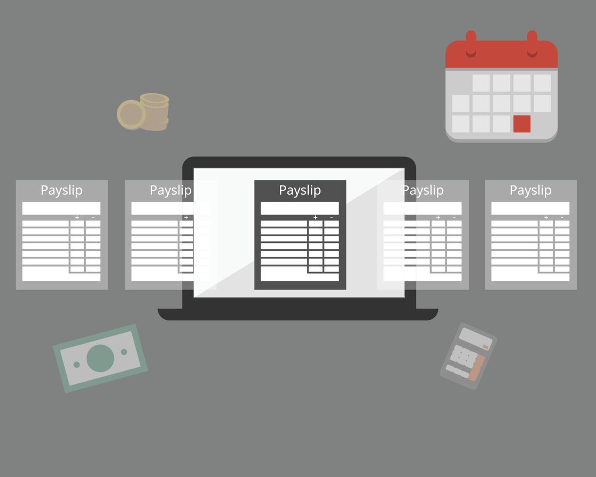 calculate payroll and create payslip at the end of the month vector