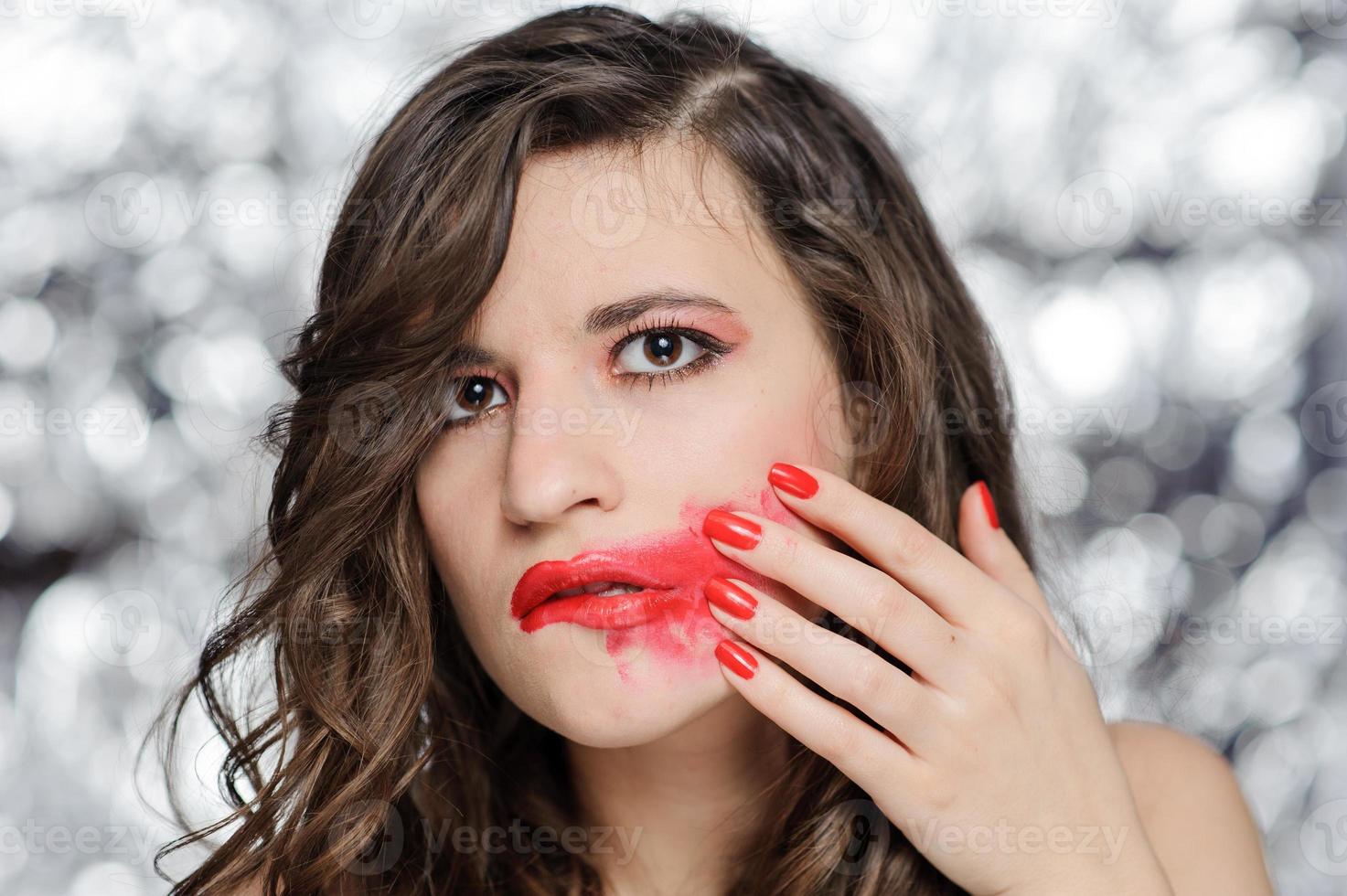 Close-up portrait of a beautiful girl photo