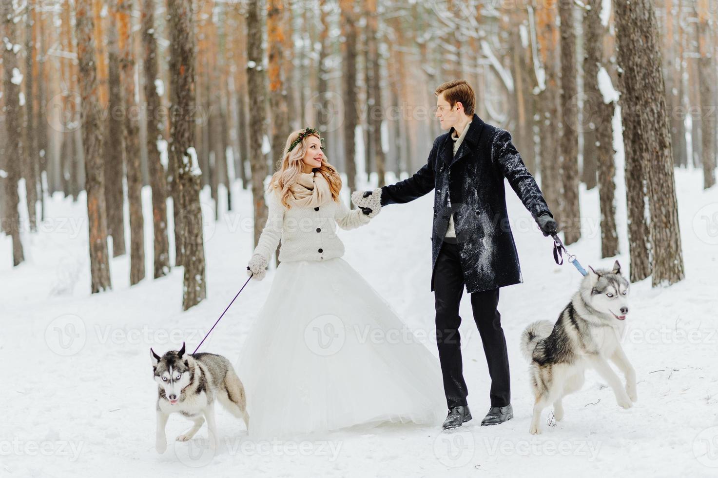 Winter wedding photosession in nature photo