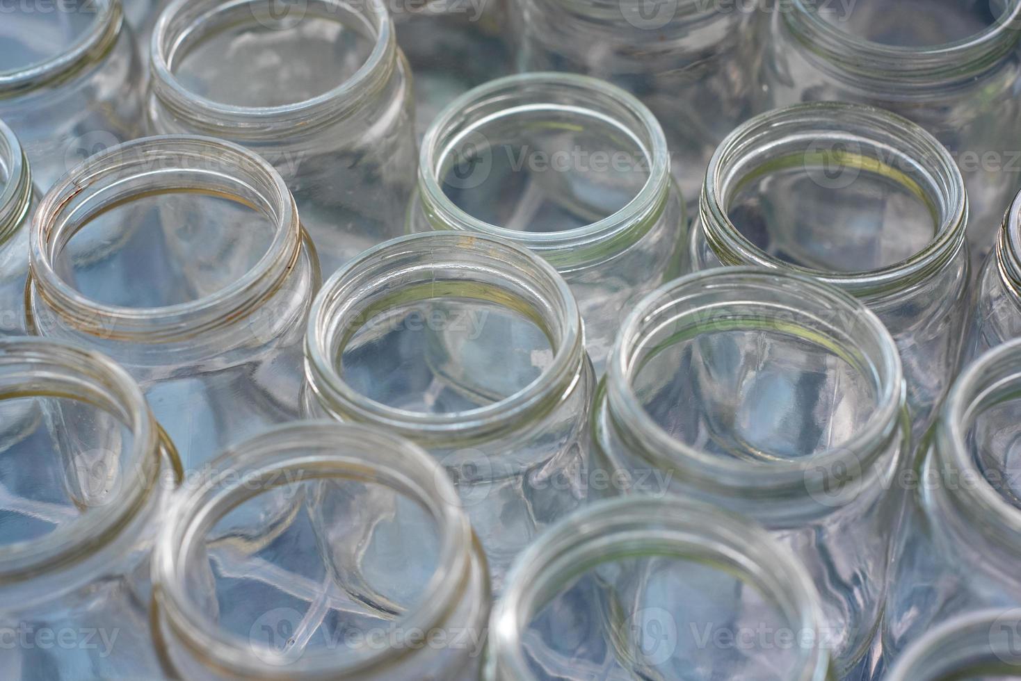 Sorting and collection of glass containers for recycling and reuse. photo