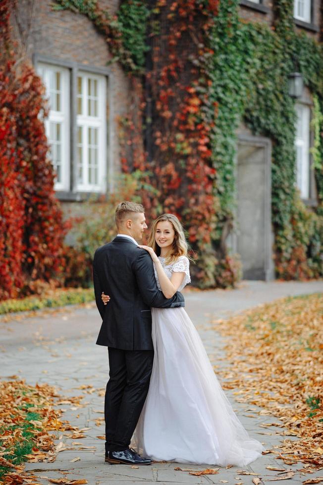 Two lovers walk along Krakow photo