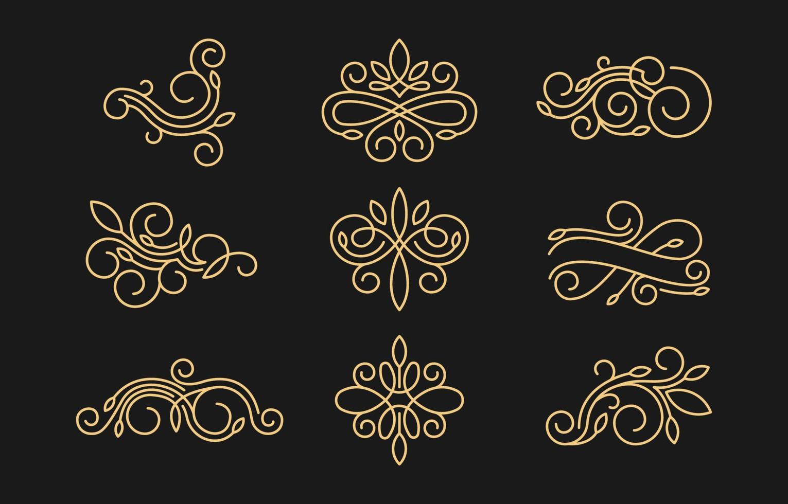 conjunto de elementos decorativos de adornos de remolino vector