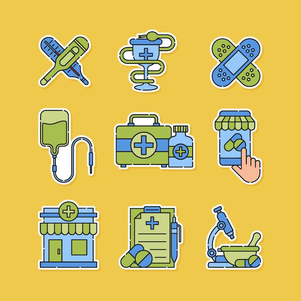 Healthcare Apothecaries Icon Set vector