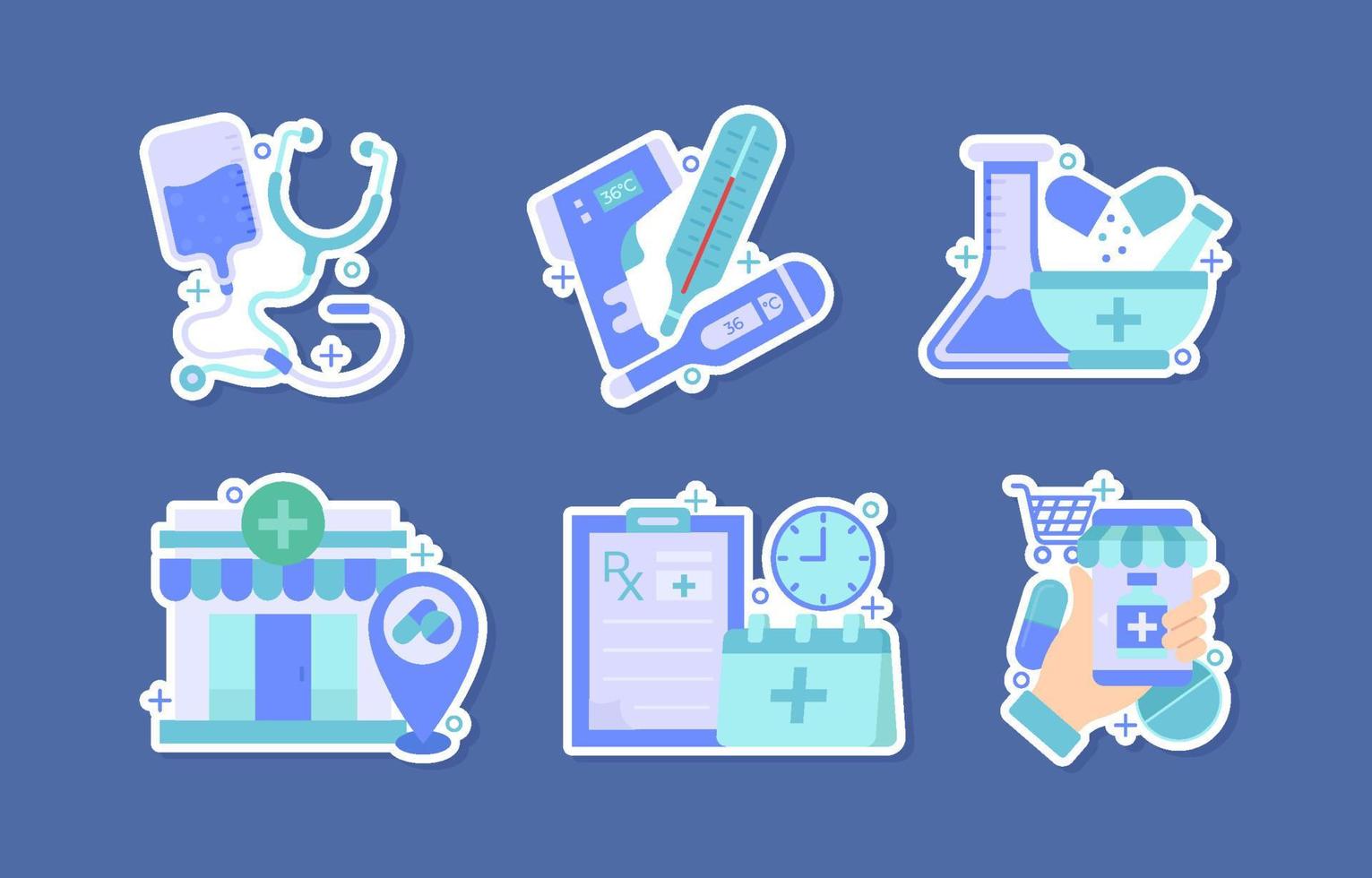 Healthcare Apothecaries Sticker Set vector