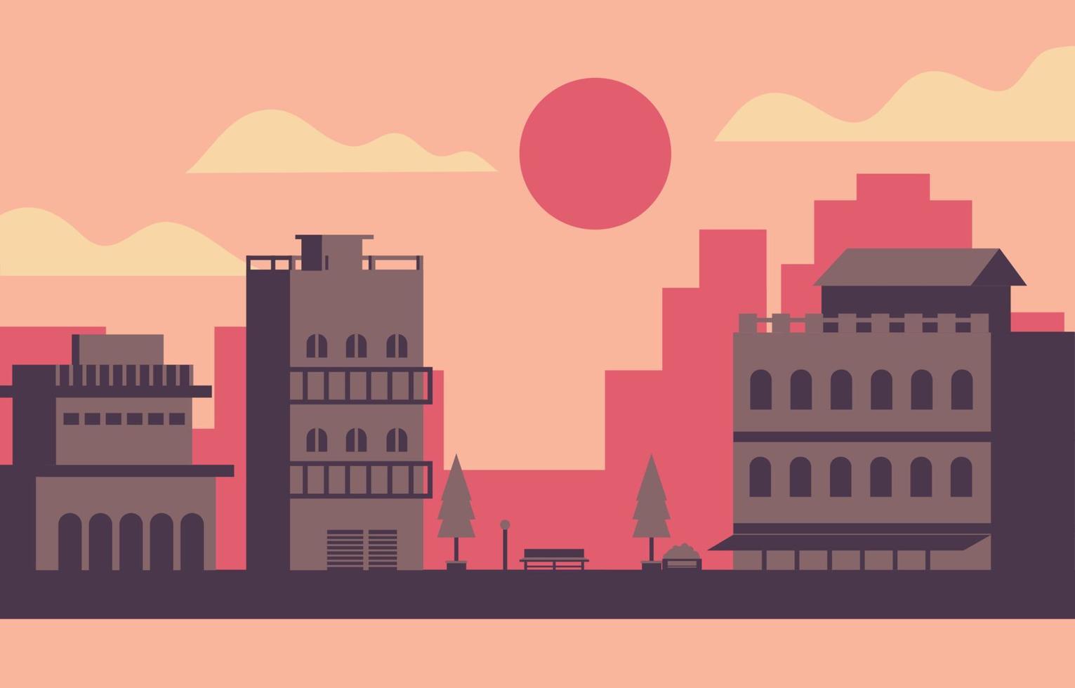 City illustration flat nap time vector