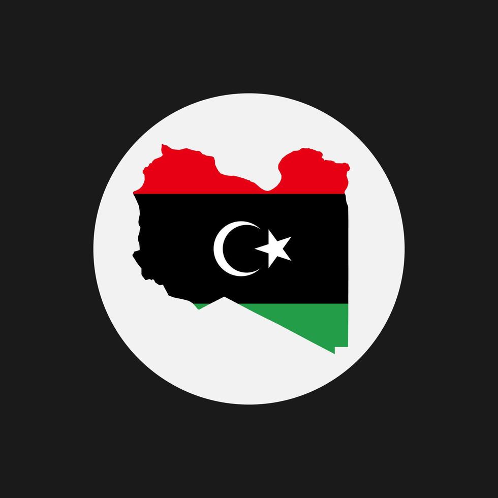Libia mapa silueta con bandera sobre fondo blanco. vector
