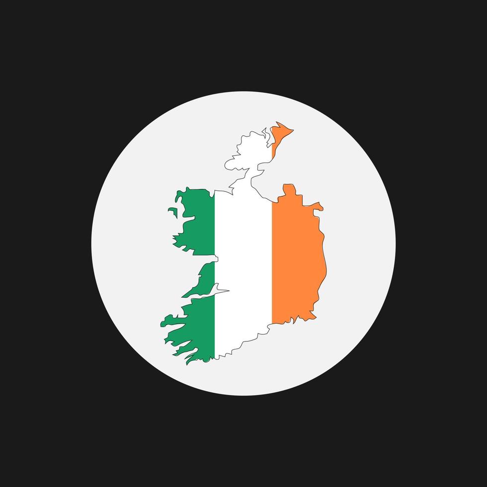 Irlanda mapa silueta con bandera sobre fondo blanco. vector