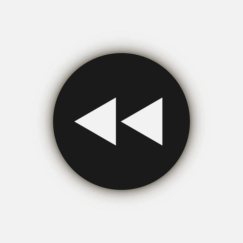 Flat symbol rewind button, flat design style. vector