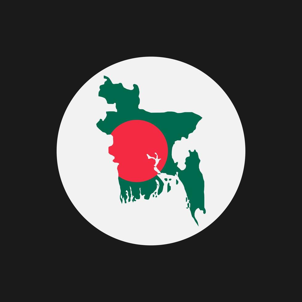 Bangladesh map silhouette with flag on white background vector