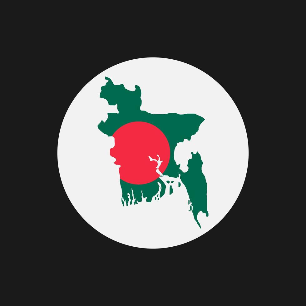 Bangladesh mapa silueta con bandera sobre fondo blanco. vector