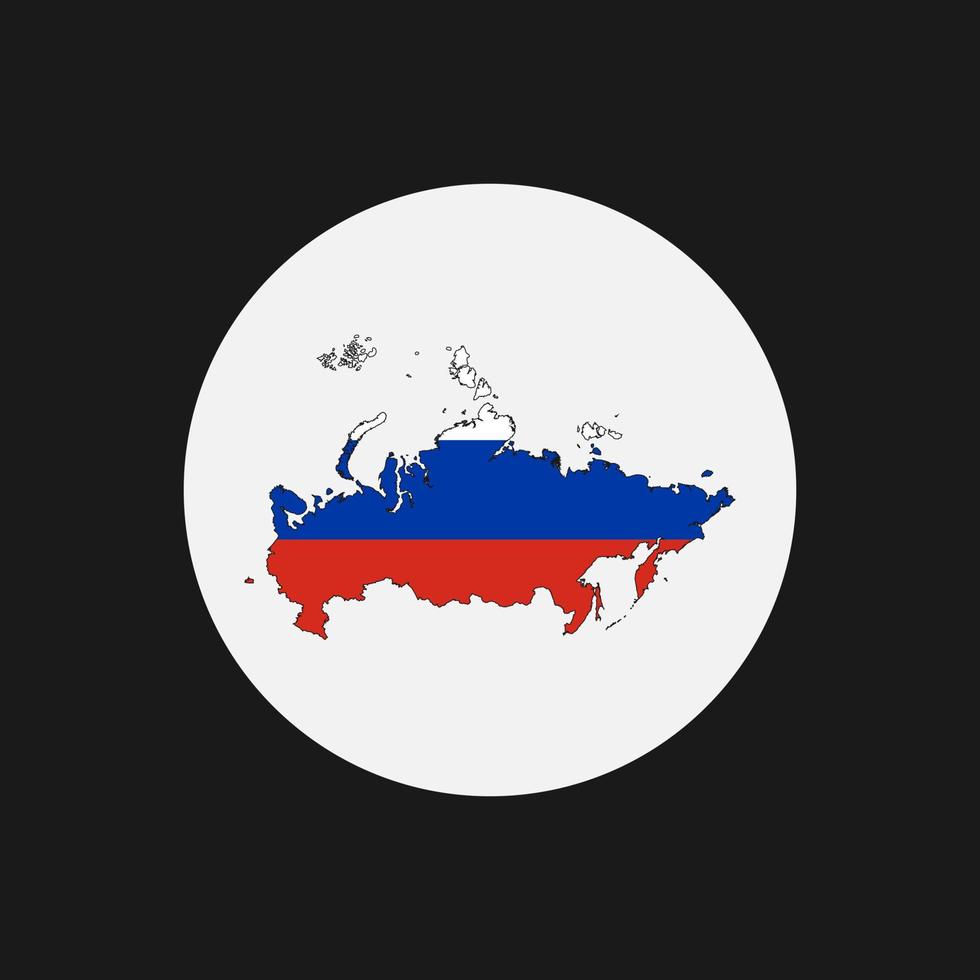 Rusia mapa silueta con bandera sobre fondo blanco. vector